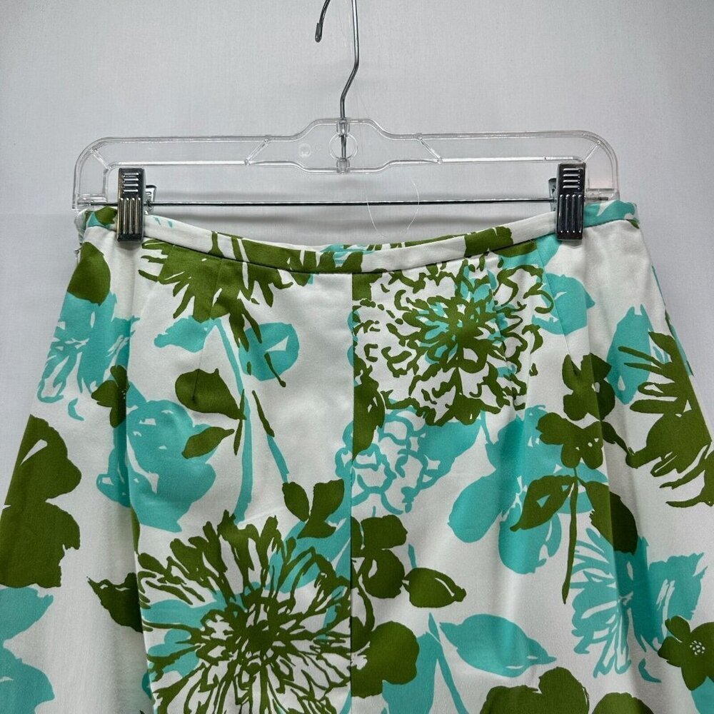 Valerie Stevens Skirt Sz 8P Petite Floral A-Line Knee Length Cotton Blend Green - Picture 5 of 11